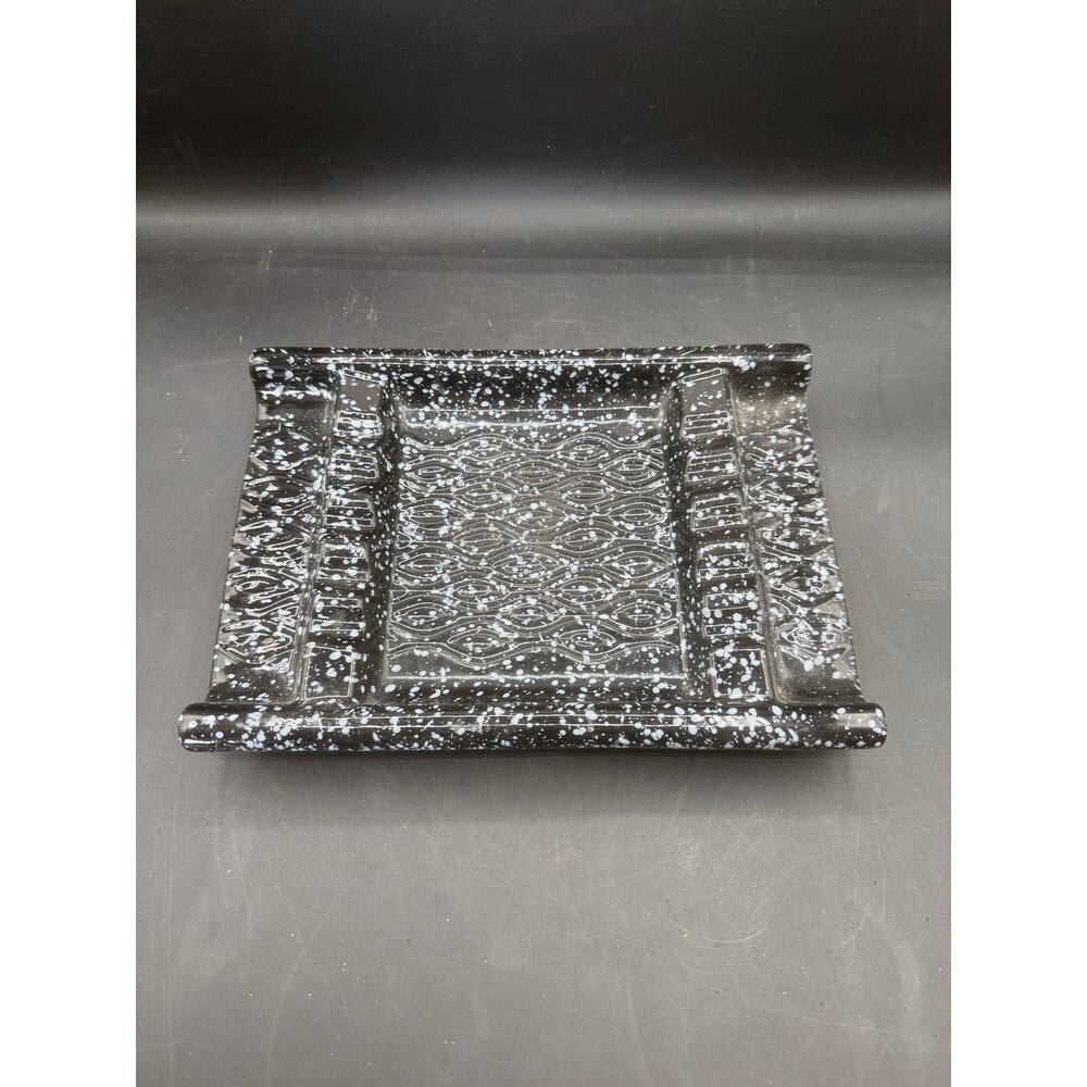 Vintage Speckled White and Black Cigar Ash Tray